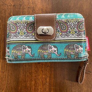 Union Bay wristlet wallet with elephants